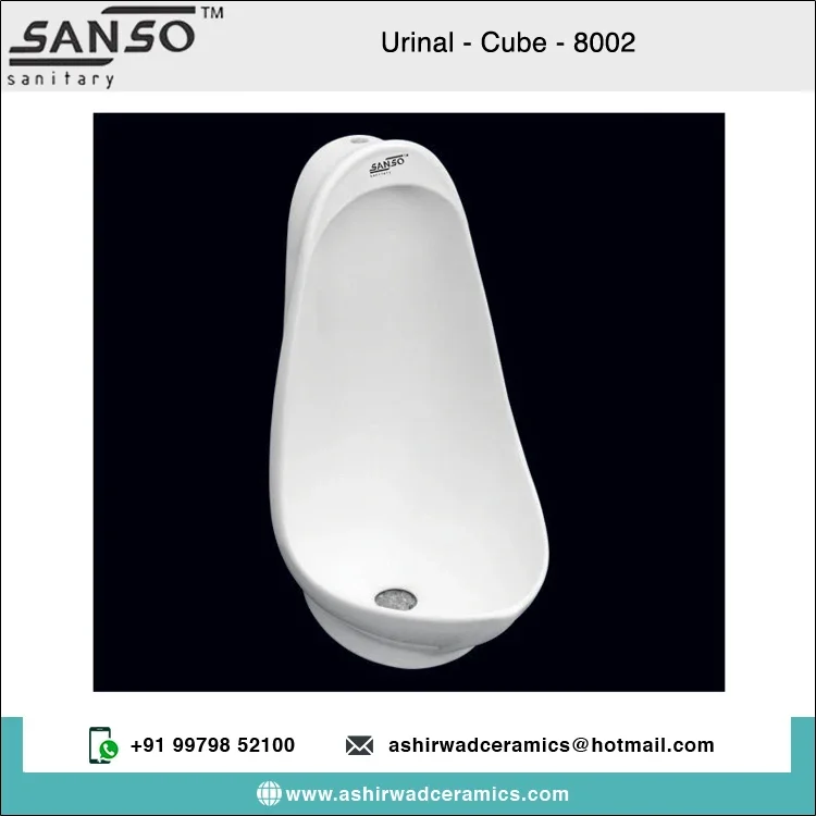 #Superlative Quality Ashirwad Modern Ceramic Wall Hung Urinal Bowl ToiletGravity Flushing 5 Year Warranty Cube-8002 Model Widely