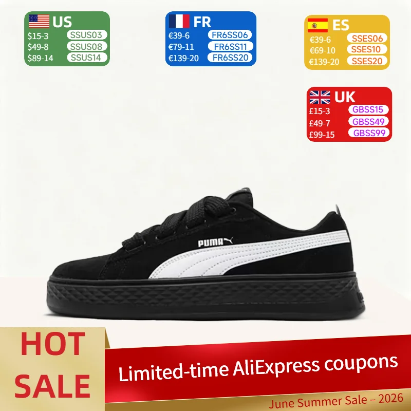 

Puma Smash Platform: Minimalist, Stylish, Soft, Breathable, and Versatile Low-Top Sneakers for Women in Black 404158-02