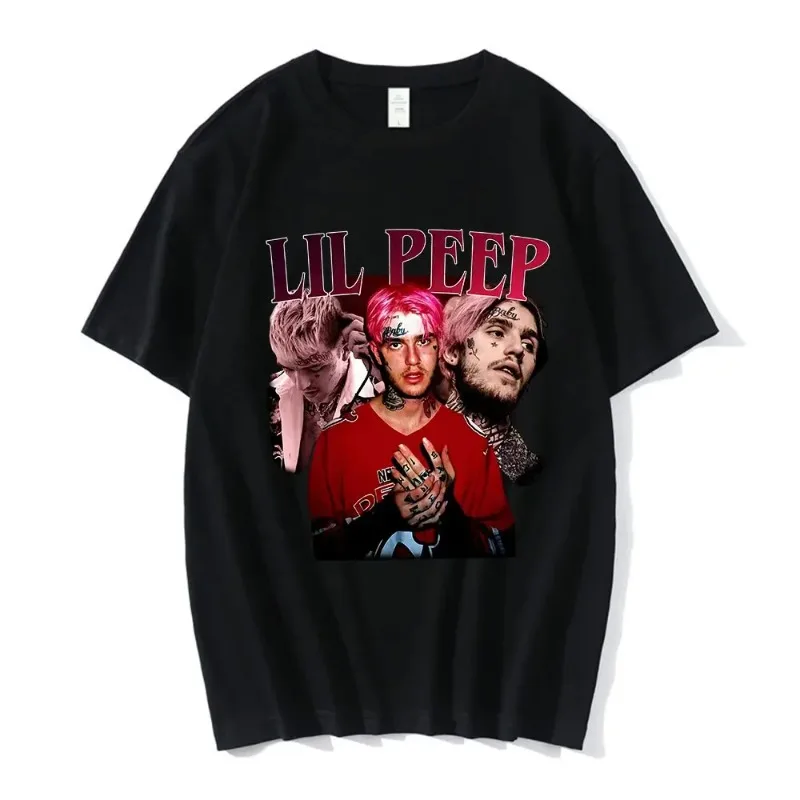 Fashion Lil Peep Rap Pattern Printed T-shirt Fun Retro Hip Hop T-shirt Casual Short Sleeve T-shirt Gothic Street Top