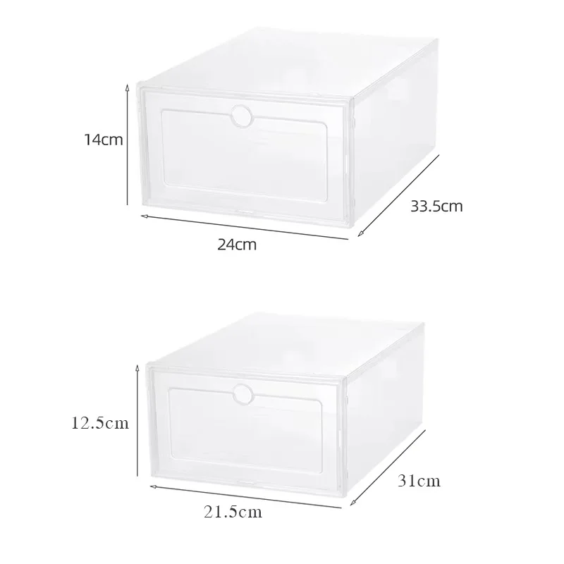 6pcs/Set Fold Plastic Shoes Case Thickened Transparent Drawer Case Stackable Shoe Boxes Box Shoe Organizer Containers Shoebox