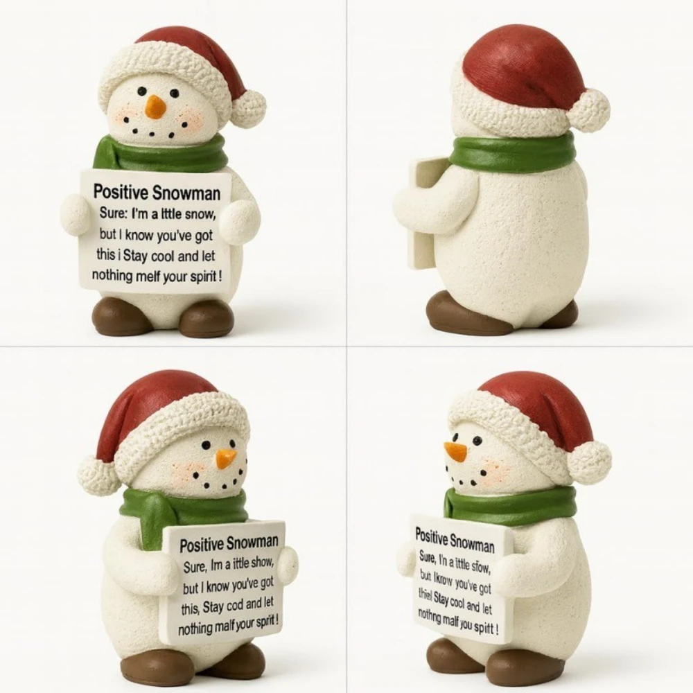 Hand-painted Mini Inspirational Christmas Decoration Snowman Inspirational Statue Office Desk