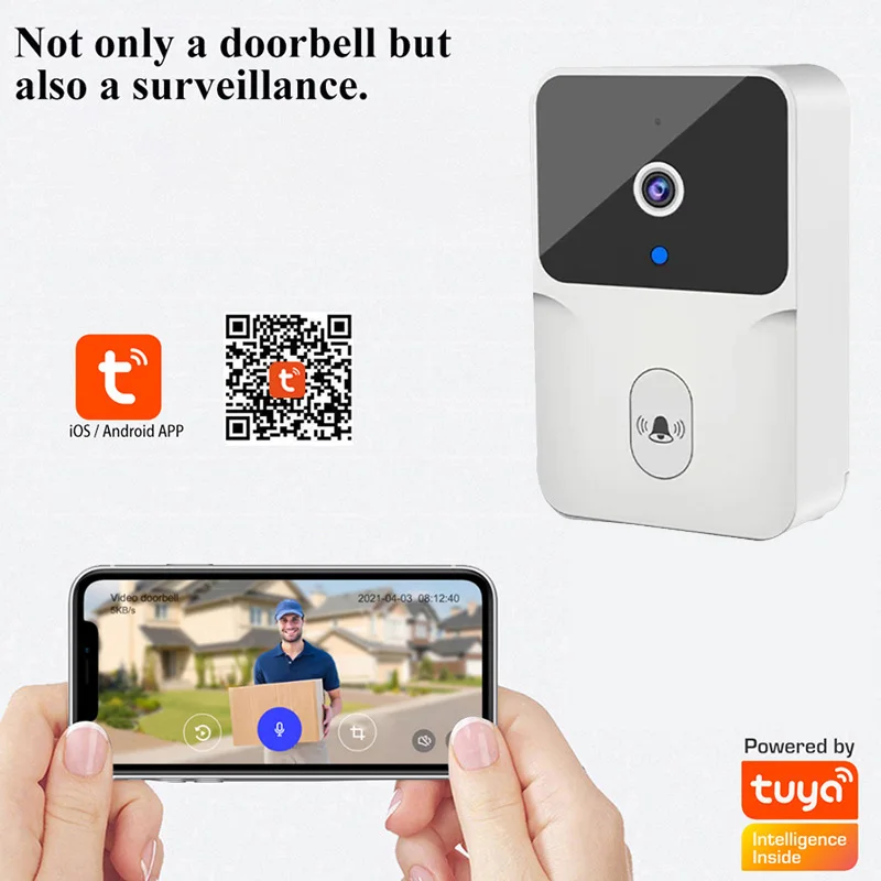 Tuya Wifi Video Türklingel Smart Home Wireless HD-Kamera Bewegungs erkennung Wireless wiederauf