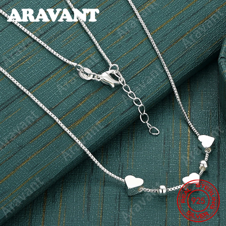 925 Sterling Silver Heart-Shaped Beaded Necklace - A Unique And Versatile Gift For Women, Perfect For Events And Jewelry