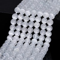 4 6 8 10mm White Cat Eyes Stone Bead Round Loose Spacer Smooth Bead For Jewelry Making Diy Necklace Bracelet Accessory Findings