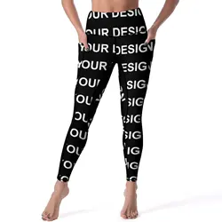 Dodaj projekt spersonalizowane legginsy seksowne wykonane na zamówienie, wykonane z Twojego obrazu spodnie do jogi z wysokim stanem Leggins damskie graficzne spodnie sportowe treningowe