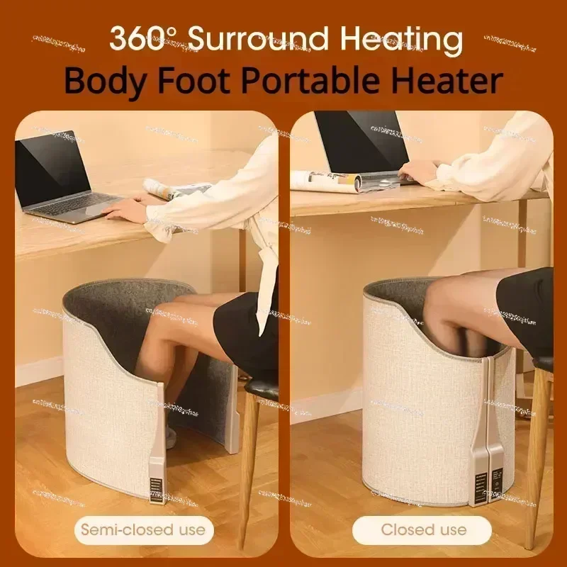 Electric Foot Warmer Under Desk Cylindrical Heating Pad Adjustable Thermostat Winter Cushion Folding Office Table Space Heater