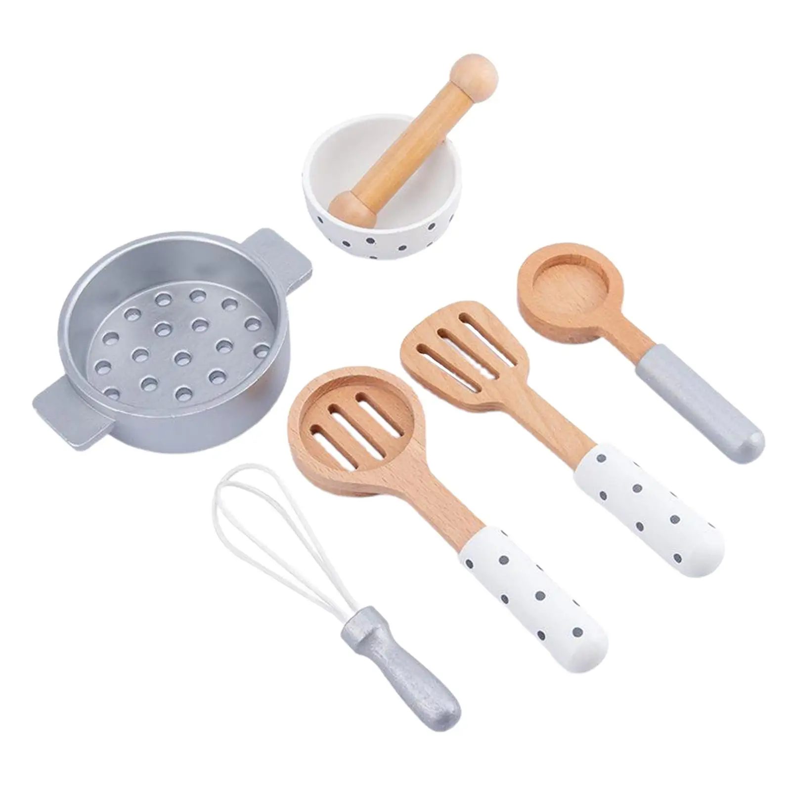 Juego de juguetes para cortar de madera para niños, accesorios de cocina para juego de simulación, 7 Uds.