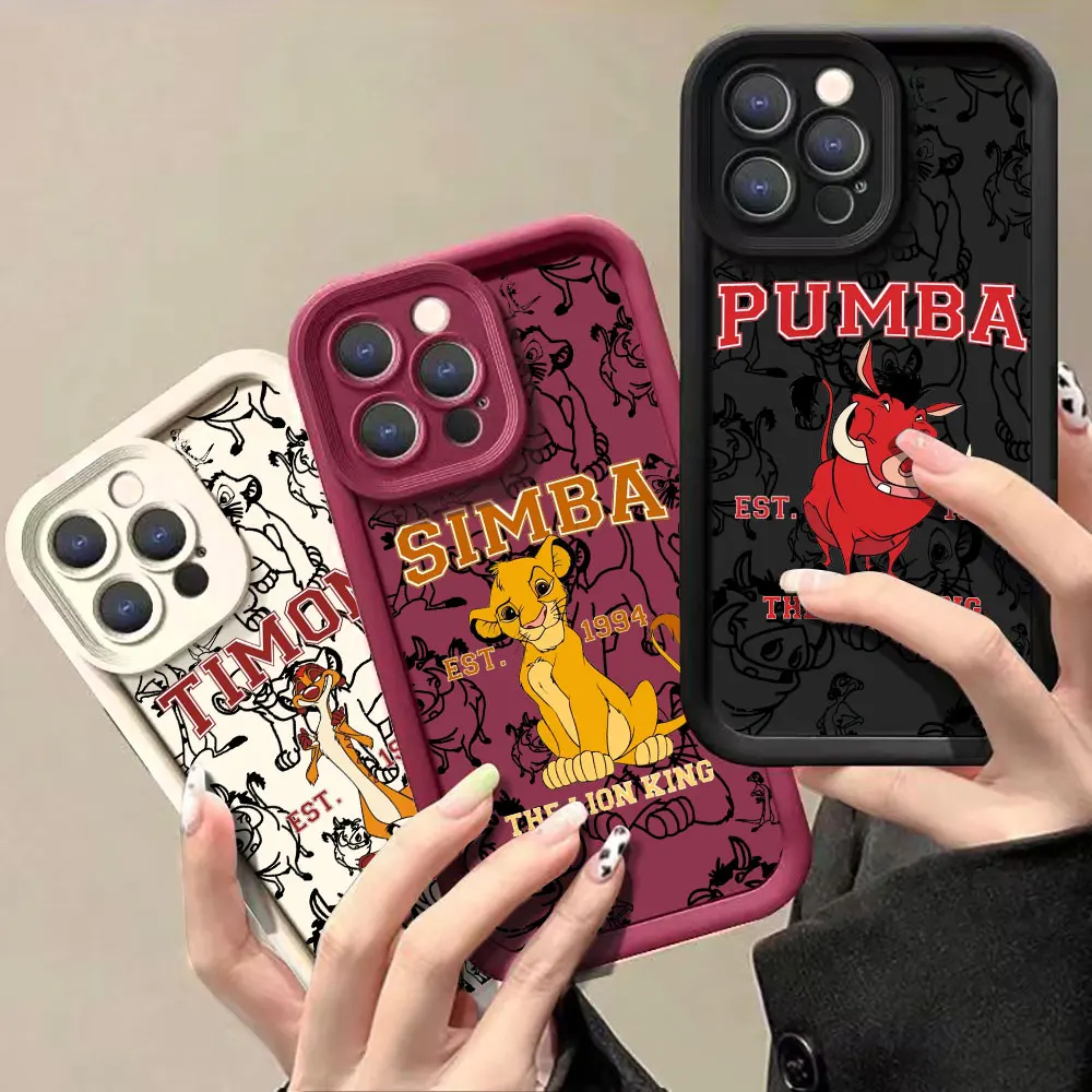 

Liquid Silicone Case For iPhone 15 14 13 12 11 Pro Max 7 8 16 14 15ProMax Phone Case Disney The Lion King HAKUNA MATATA Cover