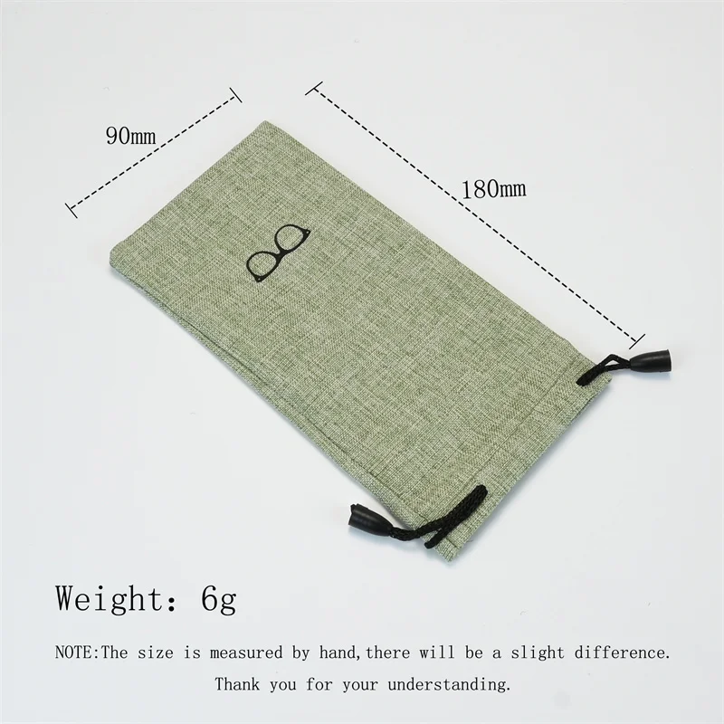5/10/20 قطعة الأخضر المحمولة كيس قماش الكتان لحقيبة النظارات الشمسية متعددة الوظائف النظارات البصرية النظارات الحبل أكياس القماش