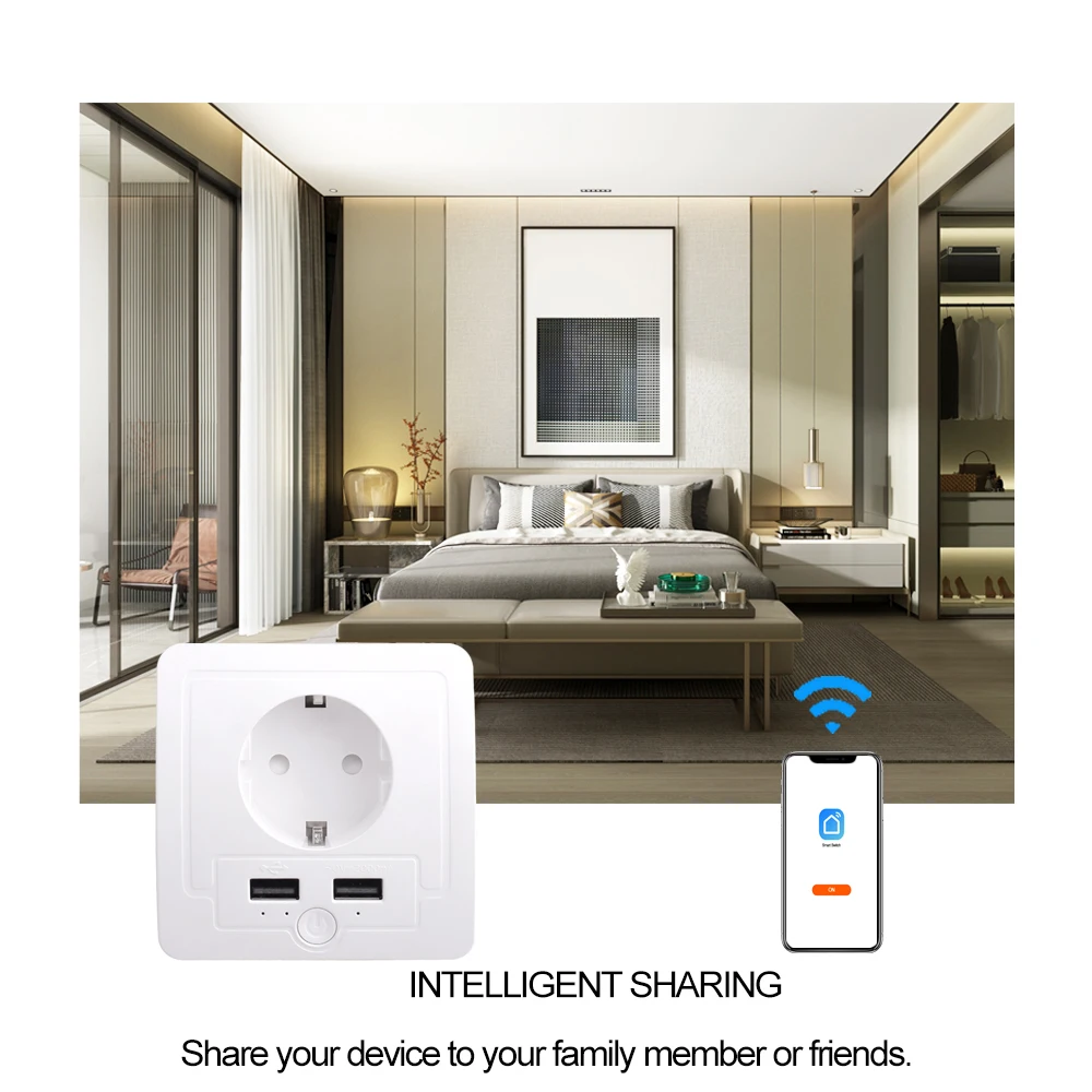 Tuya Wall EU Socket Zigbee 3.0/Wifi 2 USB Charging Port Independent Control Timer Switch Programmable With Alexa Google Home