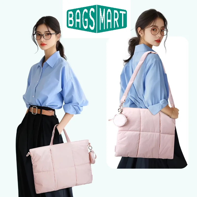 

Женская сумка-портфель BAGSMART для ноутбука, легкая, с мягкой подкладкой, с ремнем, многофункциональная, для колледжа, для ноутбуков 15,6 дюймов