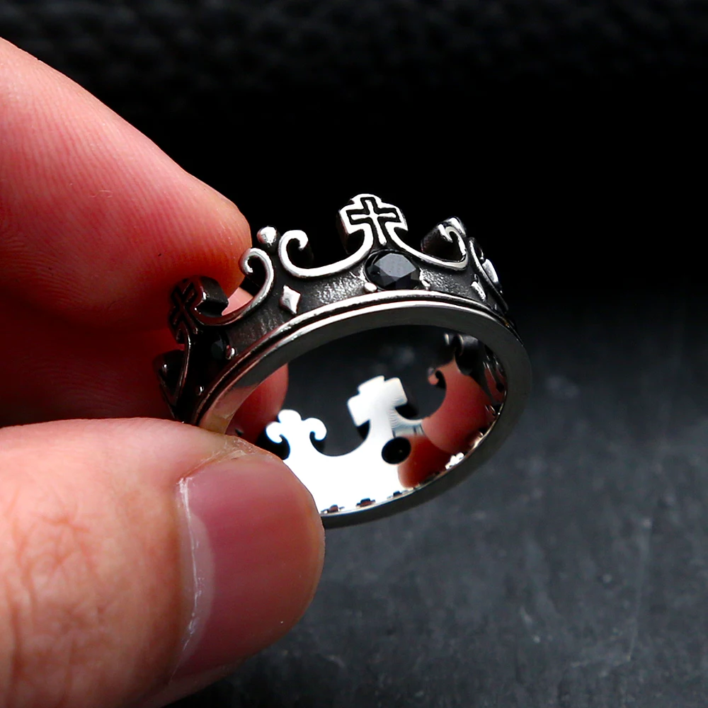 Punk Mode Kronen ringe für Frauen Edelstahl Vintage Biker Ring Männer einzigartige Biker Amulett Schmuck Geschenke Drops hipping