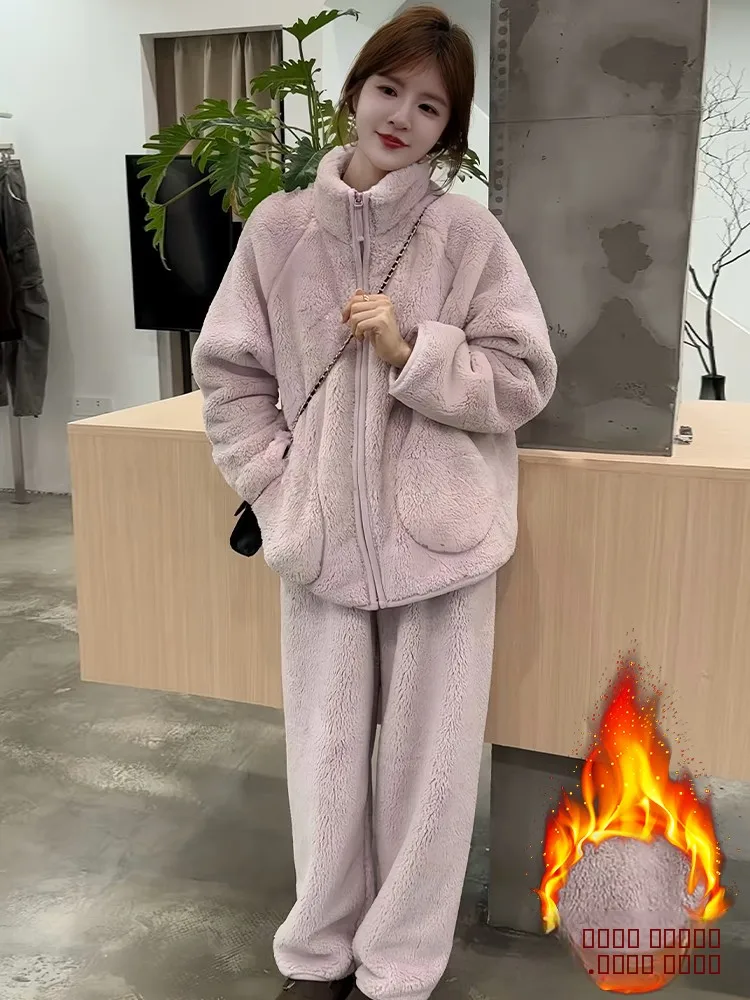 

Женская зимняя мода, свободный крой, хлопковая куртка с подкладкой и широкие брюки, комплект из двух предметов, удобная теплая повседневная одежда