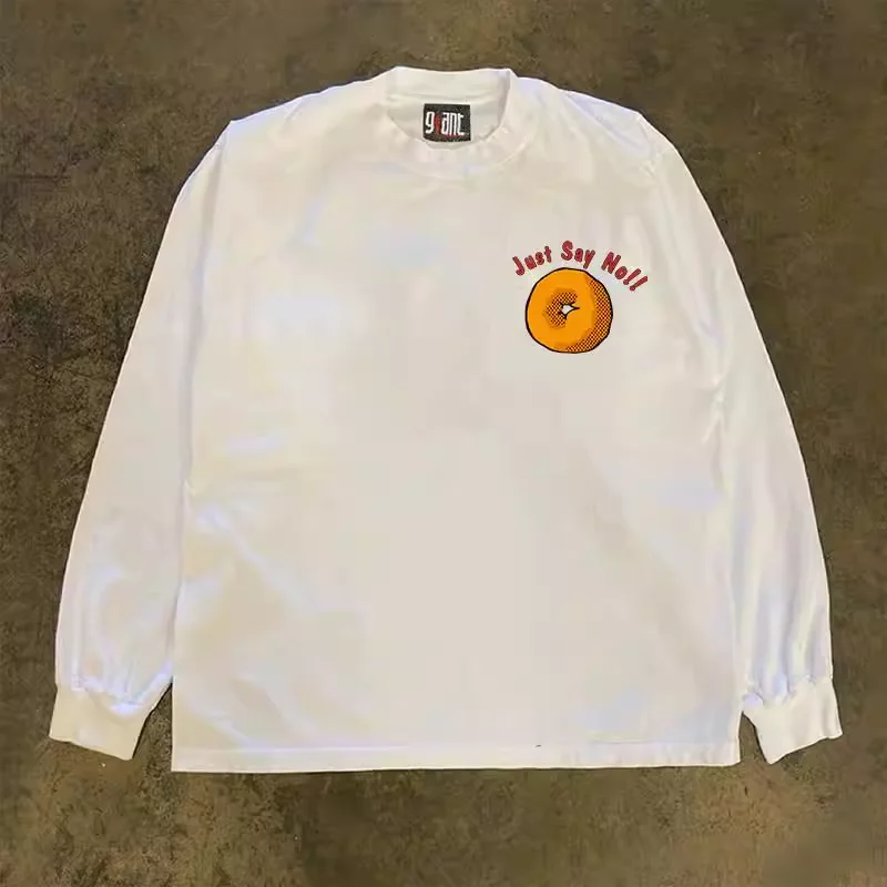 

Women's Long Sleeve T-shirt, Casual Traff Tops, Doughnut Print, 2024