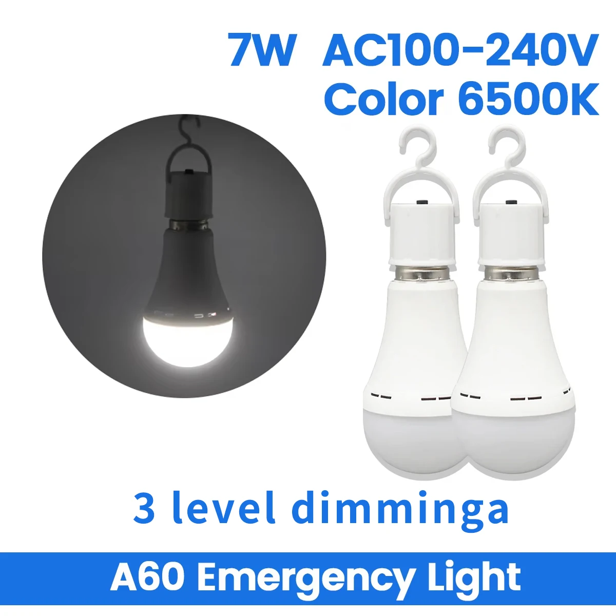 7W 1500mAh LED Rechargeable Bulb Light E27 Emergency Bulb 220V 110V for Home Power Outdoor Camping Failure Porch Garden Lamp