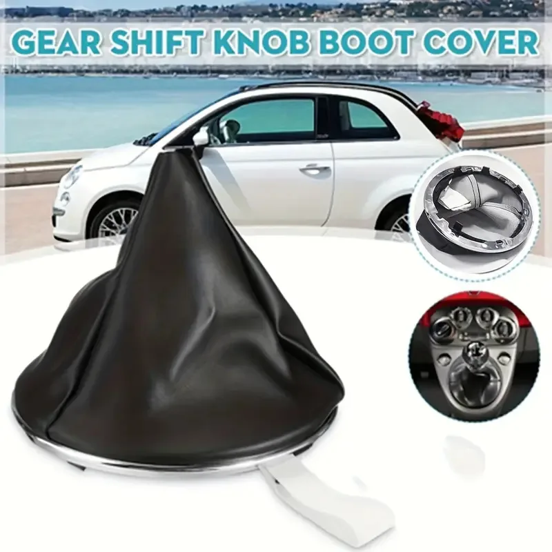Funda Protectora de Piel Sintética para Palanca de Cambios de Coche Fiat 500 500c Panda 2003 - 2006 2007 2008 2009 2010 2011 2012