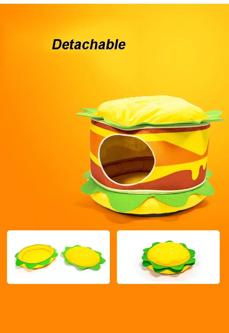 Manufacturer Wholesale Hamburger French Fries Cat Bed Cute Design