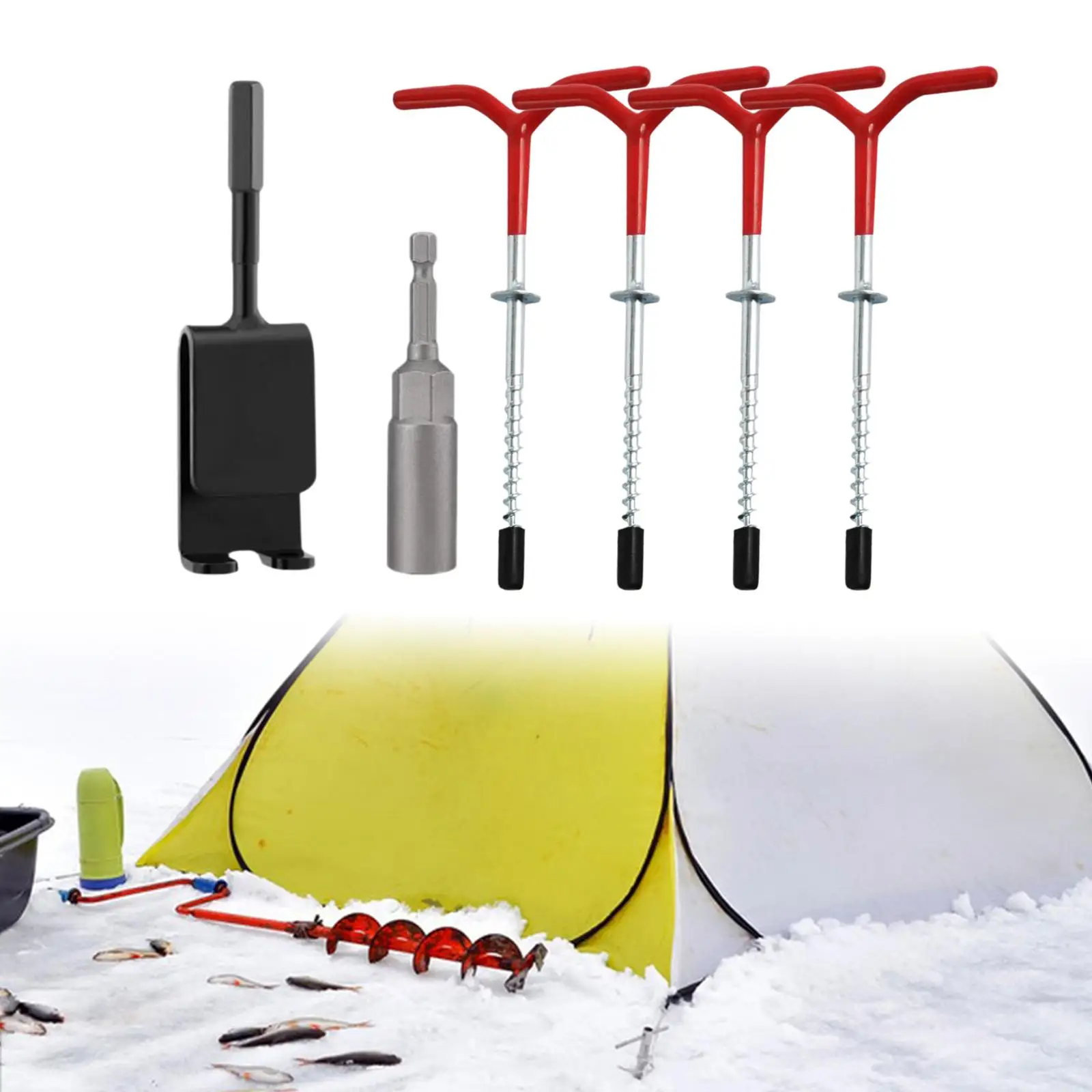 4 Pieces Ice Fishing Anchors Ice Anchor Tool Tent Pegs Winter Fishing Tent