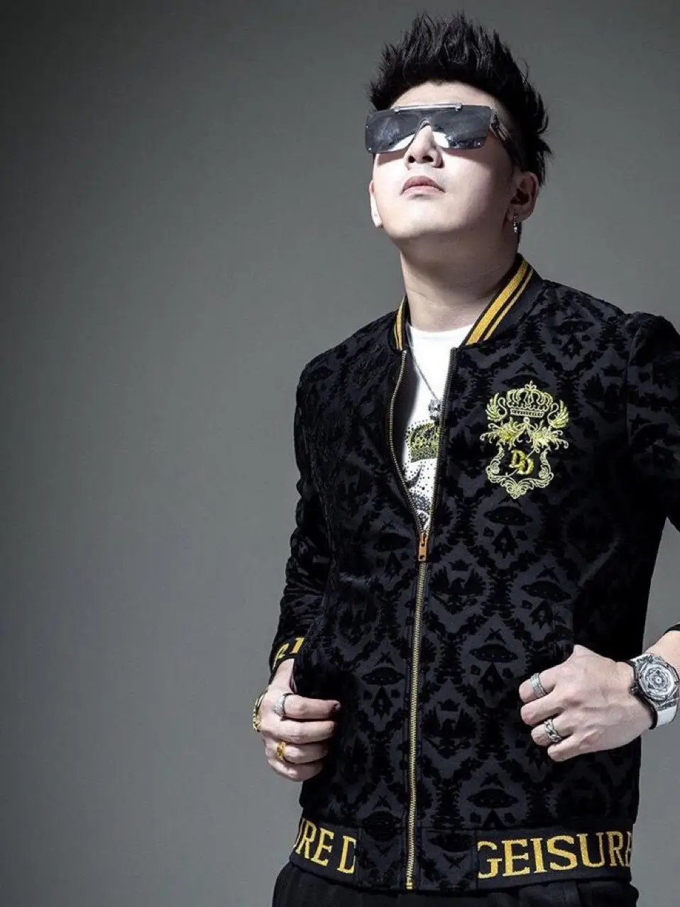 Men's Embroidered Jacket Badge Dark Pattern Tennis Flanelle Baseball Style Top Korean Version Outerwear Trendy Polyester Fiber
