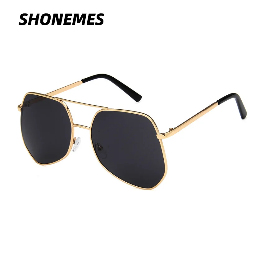 

SHONEMES Oversized Sunglasses Vintage Polygonal Mirror Shades Big Frame Outdoor UV400 Sun Glasses Brown Black for Men Women