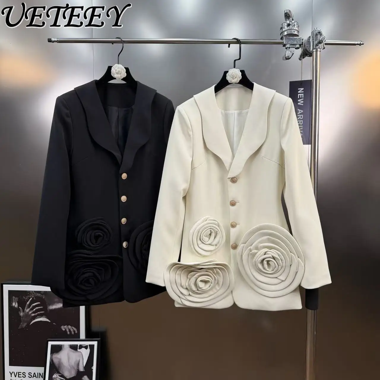 2026 الربيع ضوء فاخر أنيق نمط ثلاثية الأبعاد زهرة السترة معطف الراقية يشعر مزاجه المرأة تنوعا بلون دعوى #2