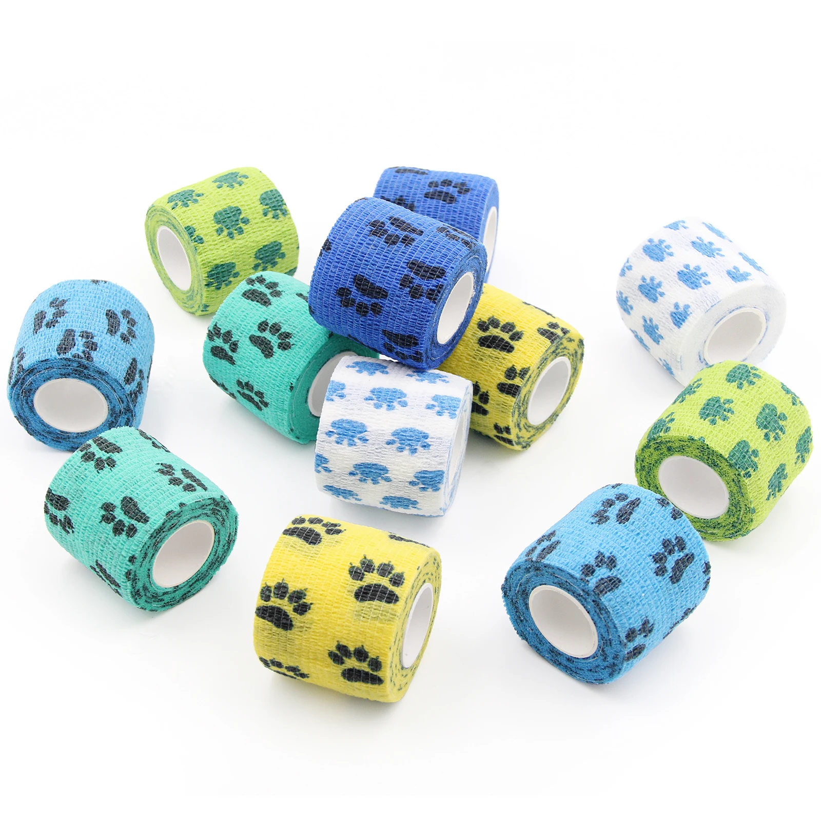 24 Rolls Pet Bandage Cohesive Bandage Self Adhering Stick Bandage Multi-Function Non-Woven Bandage Wrap Vet Tape for Animals