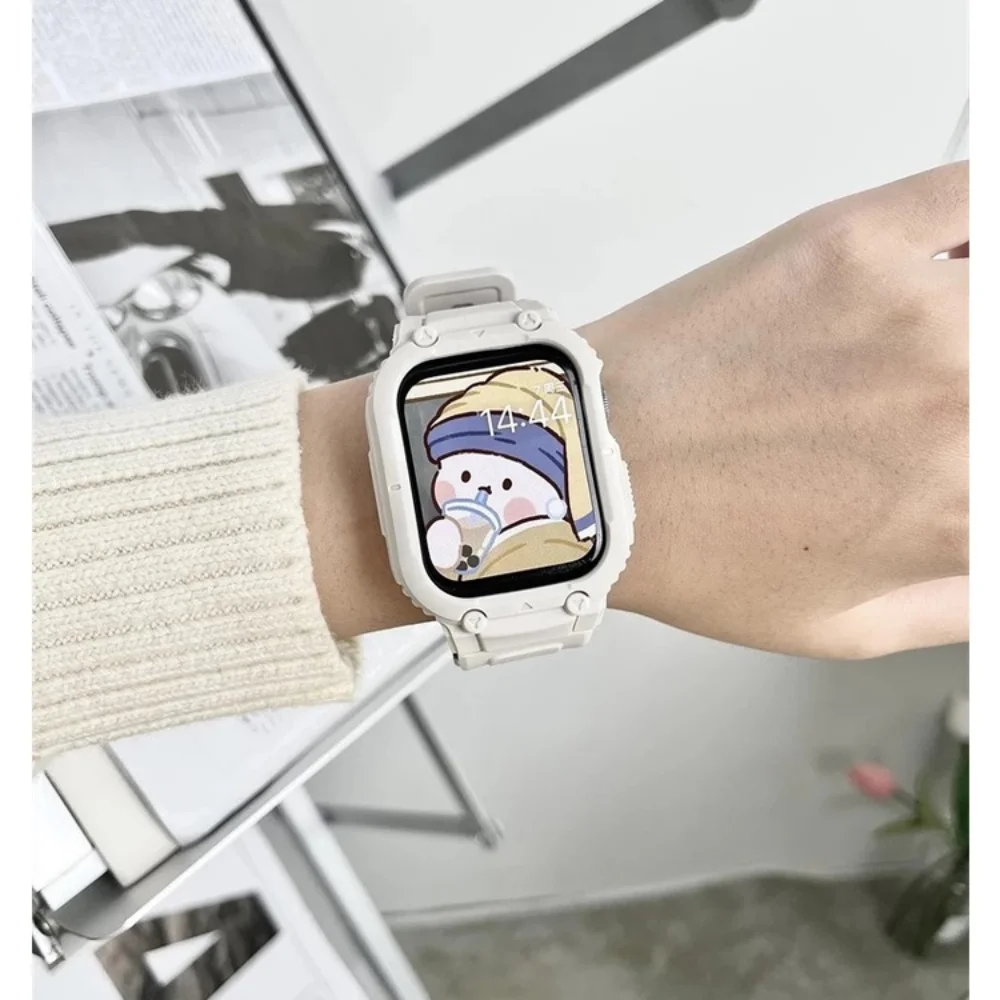 Ультра ТПУ ремешок + чехол для Apple Watch Ultra 49 мм защитный бампер чехол прочный армированный Встроенный чехол + ремешок для iWatch Ultra