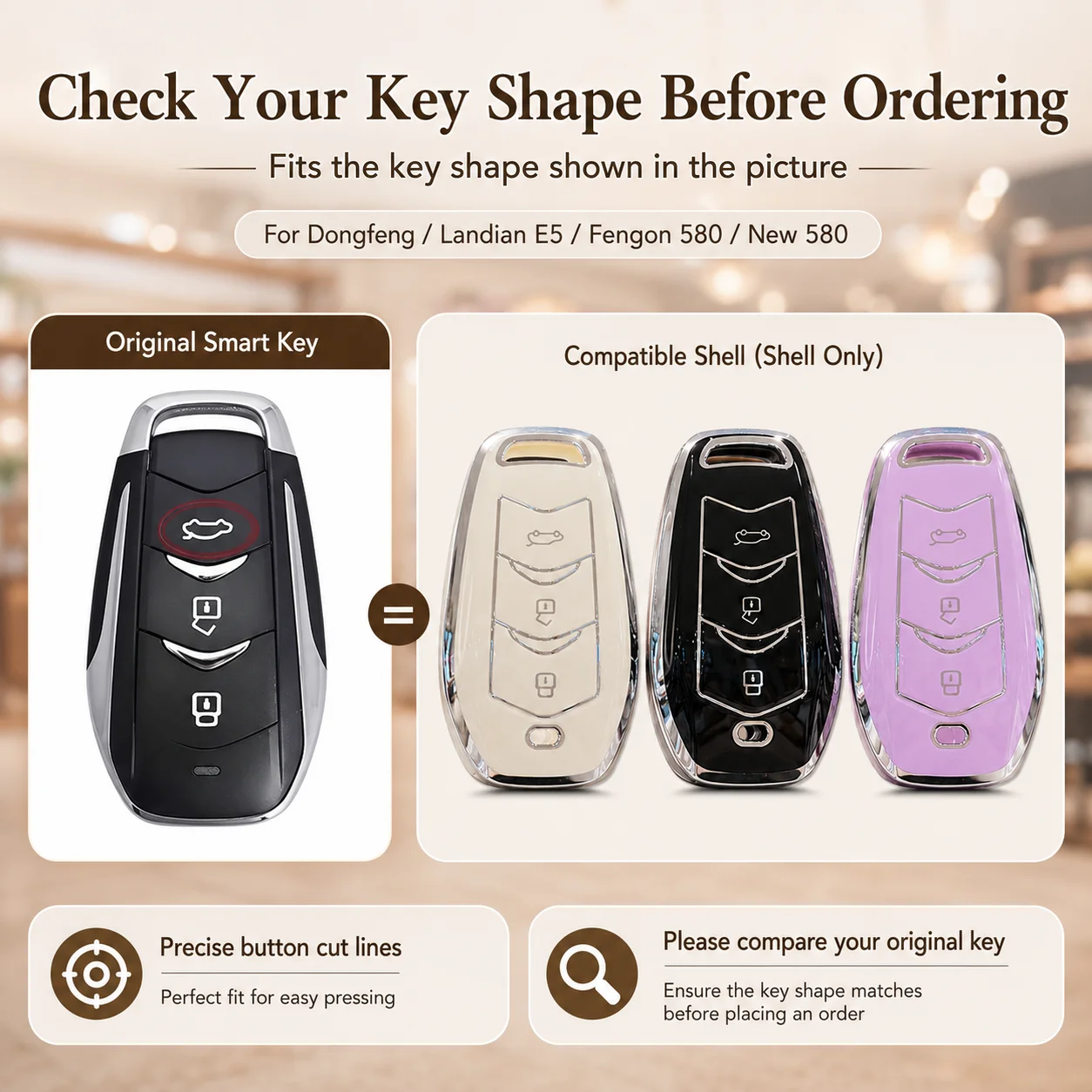 TPU Car Key Case for Landian E5 Dongfeng Fengon 580 New 580 Smart Remote Key Cover Shell With Keychain