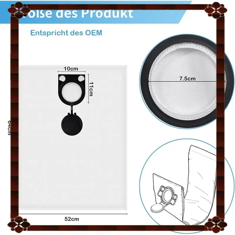 Entrega em 24 horas para sacos de substituição de aspirador de pó bsh20 para starmix fbv20/gas35m, acessórios de grande capacidade