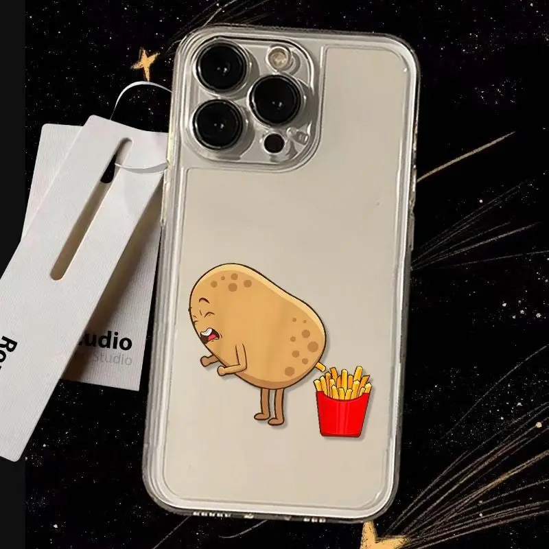 

Funny Potato Making French Fries Phone Case For iPhone 16 15 11 12 14 13 Pro Max Mini X XS XSMax XR 7 8 Plus SE4 16e Cute Covers