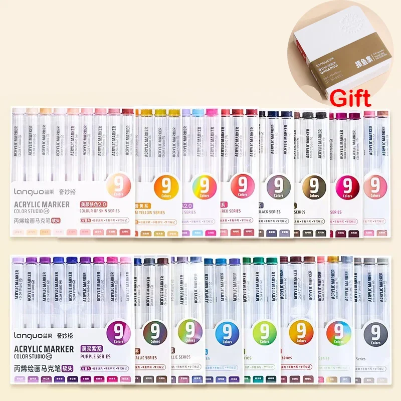 

144/9 Colors Acrylic Paint Marker for Graffiti Manga Drawing Pens Professional School Office Aesthetic Stationery Art Supplies