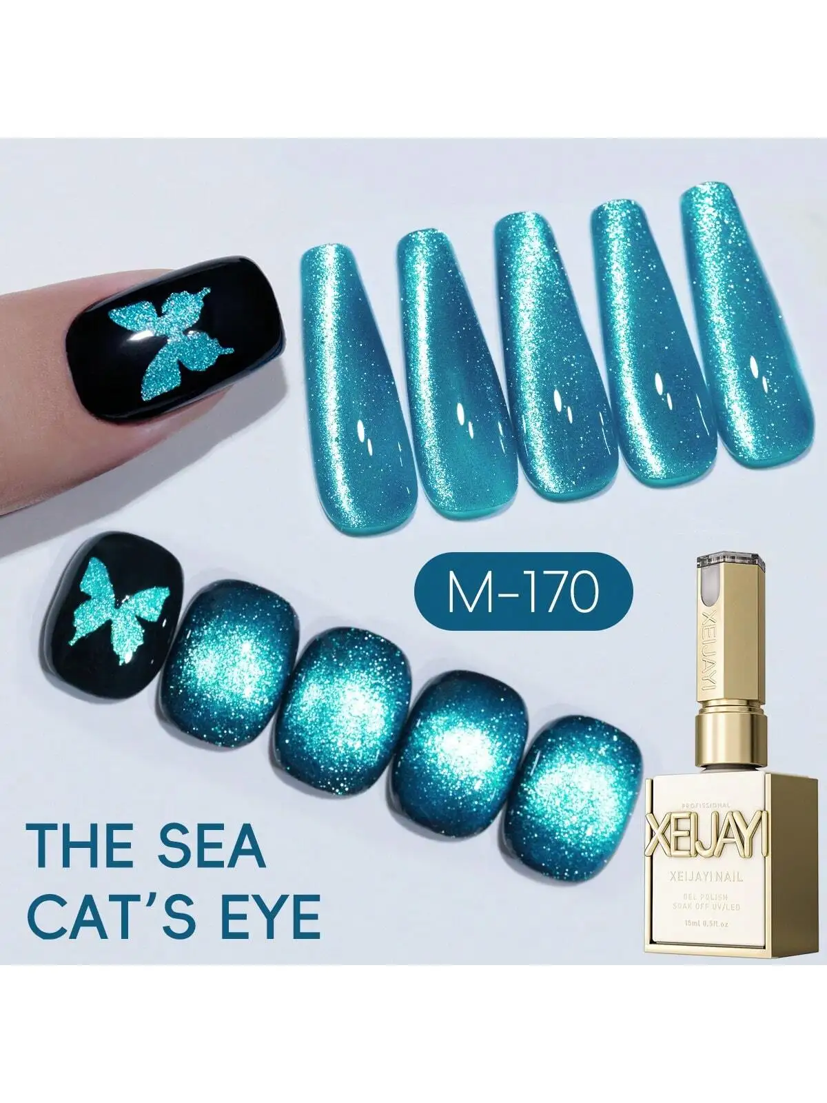 

XEIJAYI 1PC 15ML The Sea Cat Eye Nail Gel Semi Permanent Nail Art Soaking UV LED Nail Salon DIY Nail Salon Gel