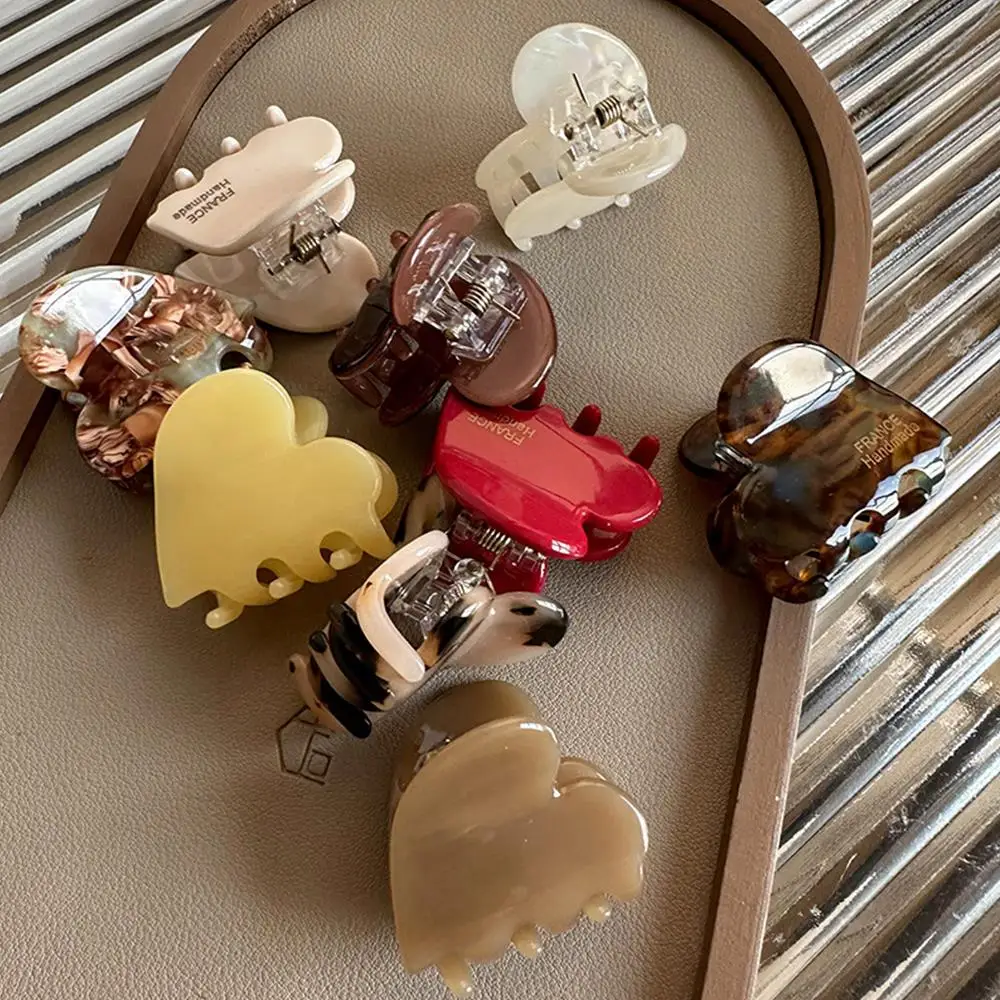 

Small Size Shark Clip Acetate Crab Hair Clip Heart Shaped Decor Colorful Hairpins DIY Hair Accessories French Retro Clamp