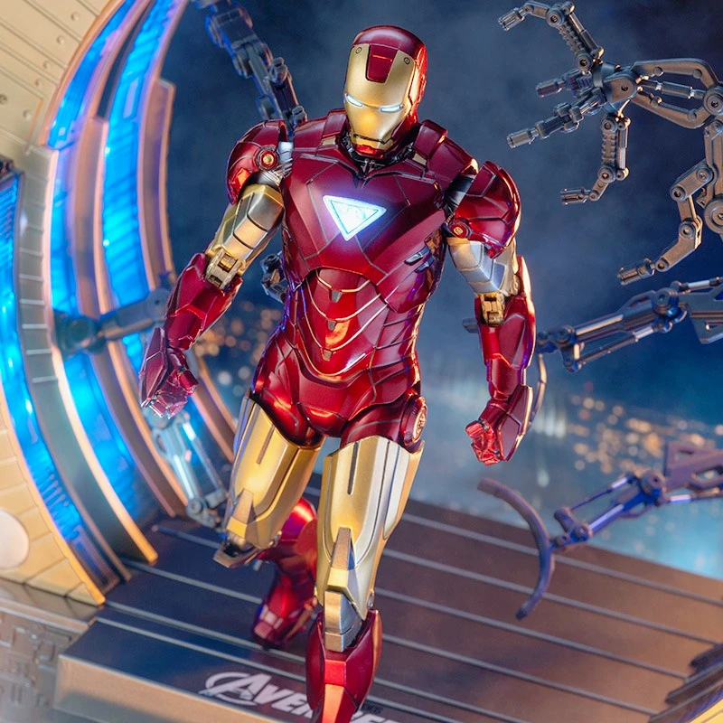 

ZD Toys Original Iron Man MK6 Suit-Up Gantry Action Figure Tony Stark Mecha Model Movable Anime Avengers Collection Toy Boy Gift