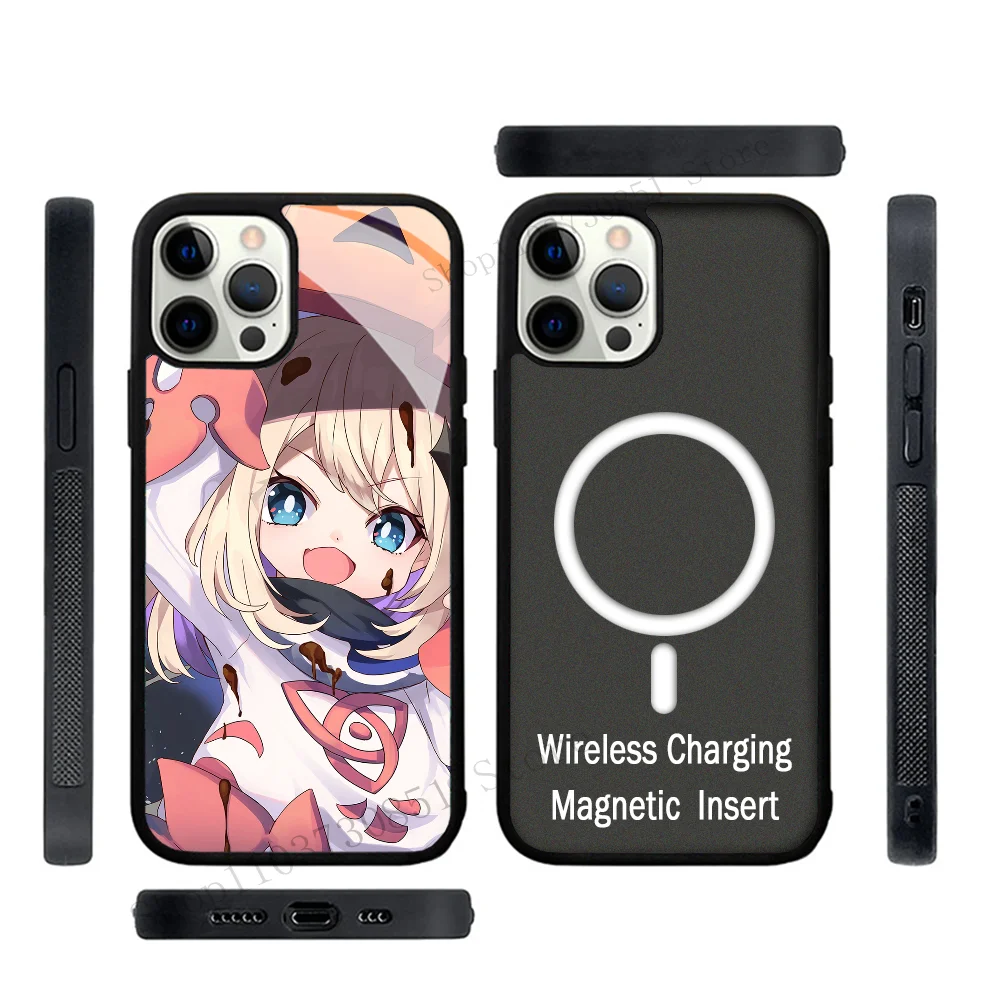 Game Anime Genshin Impact Paimon Phone Case Strong Magnetic For IPhone 15 14 13 Pro Max 11 12 Mini Alex Mirror For Magsafe