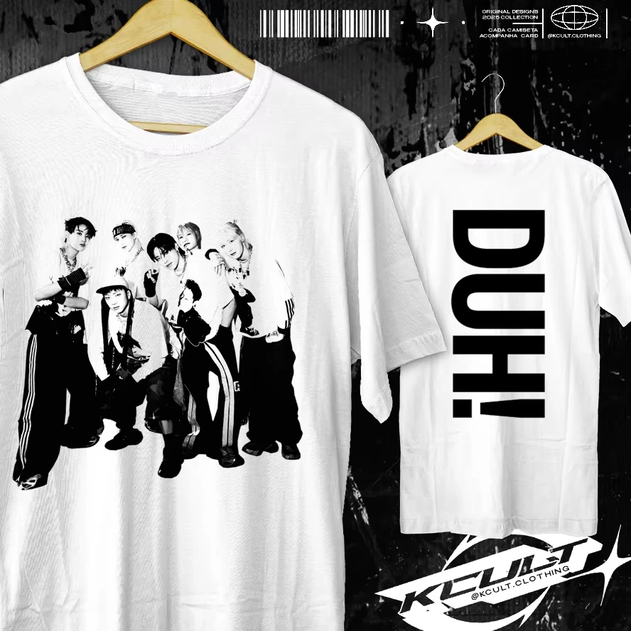 2026 Unisex White Double Sided Print T-shirt Black & White Group Portrait Graphic Front Big Letter Back Print Casual Street Tee