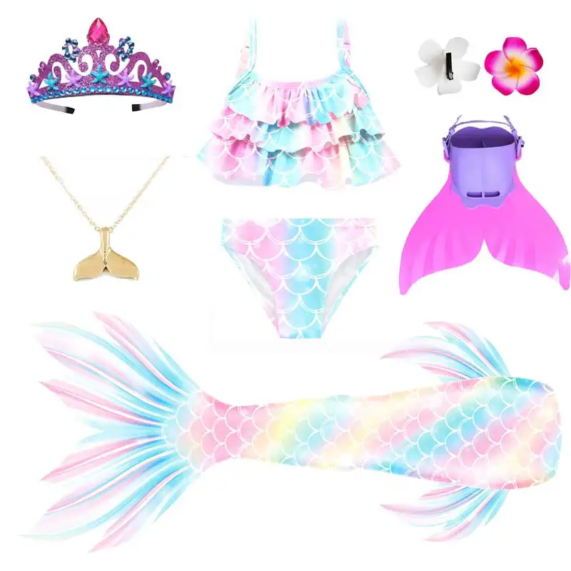 Girls The Little Mermaid Cosplay Costume Princess Ariel Swimming Mermaid Tail With Bikini Bathing Suit Costume