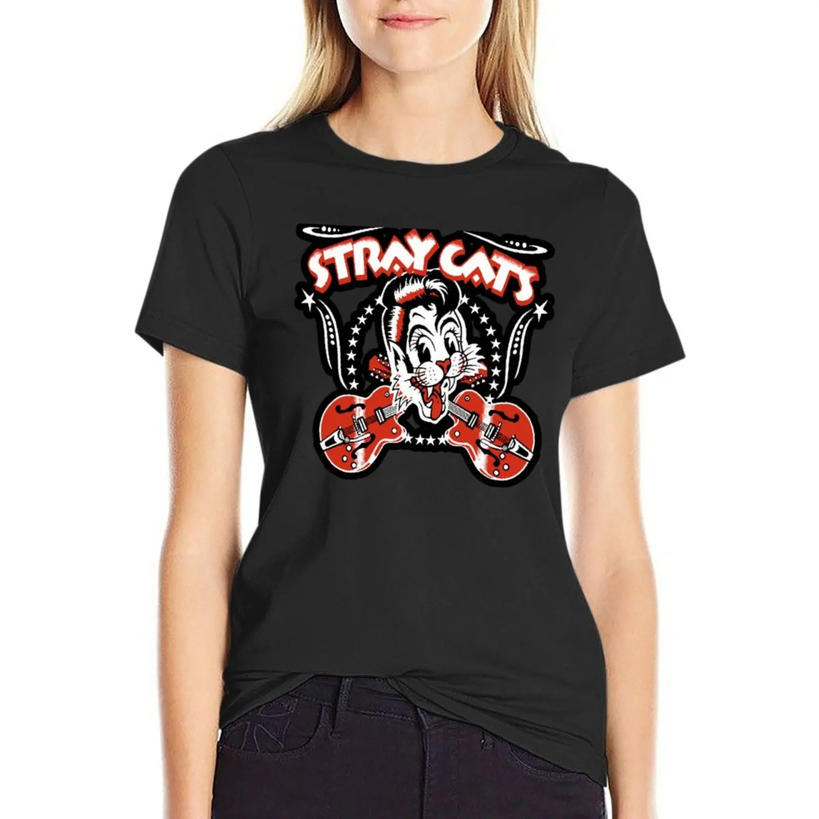 

STRAY CATS BAND ARTWORK T-Shirt Aesthetic clothing kawaii clothes Blouse white t-shirts for Women