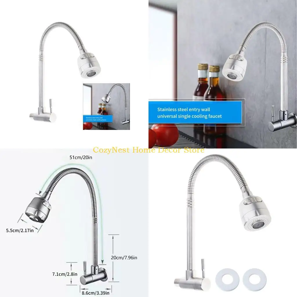 

92MF Contemporary Wall Hangs Kitchen Faucet Single Cold Water Tap Simple Installation