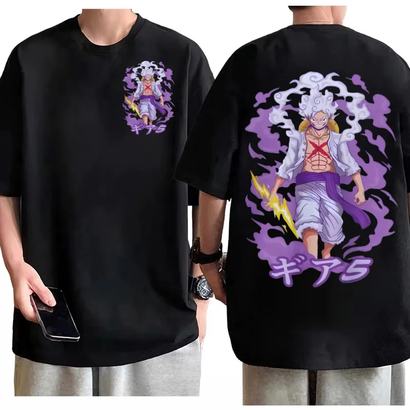 ワンピース ルフィ ギア 5 ニカ Tシャツ メンズ ダイナミック プリント コットン アニメ Tシャツ モダン ストリートウェア 快適 カジュアル デイリー トップ