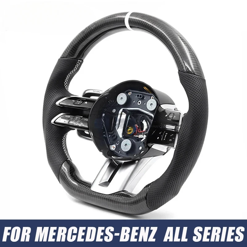 

Спортивный руль из карбона для Mercedes-Benz W204 W205 W212 W213 W218 W177 W176 GLA GLC GLS GLB GLE, автомобильные аксессуары