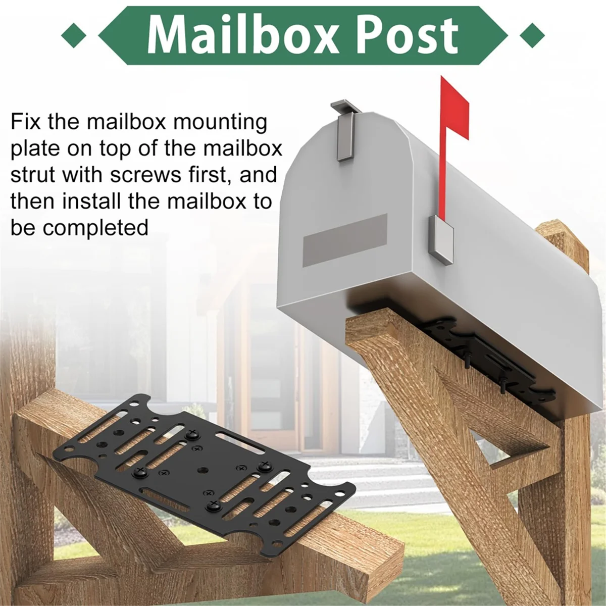 A002 Mailbox Mounting Bracket,Universal Mounting Adapter Plate Fit Wood or Hollow Posts for Most Post Mount Mailboxes