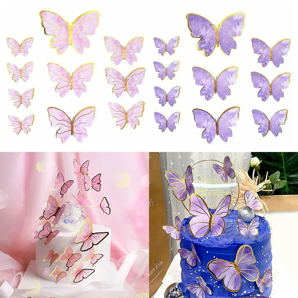 10 Butterfly Cake Topper Happy Birthday Dessert DIYGift Party Supplies Decor