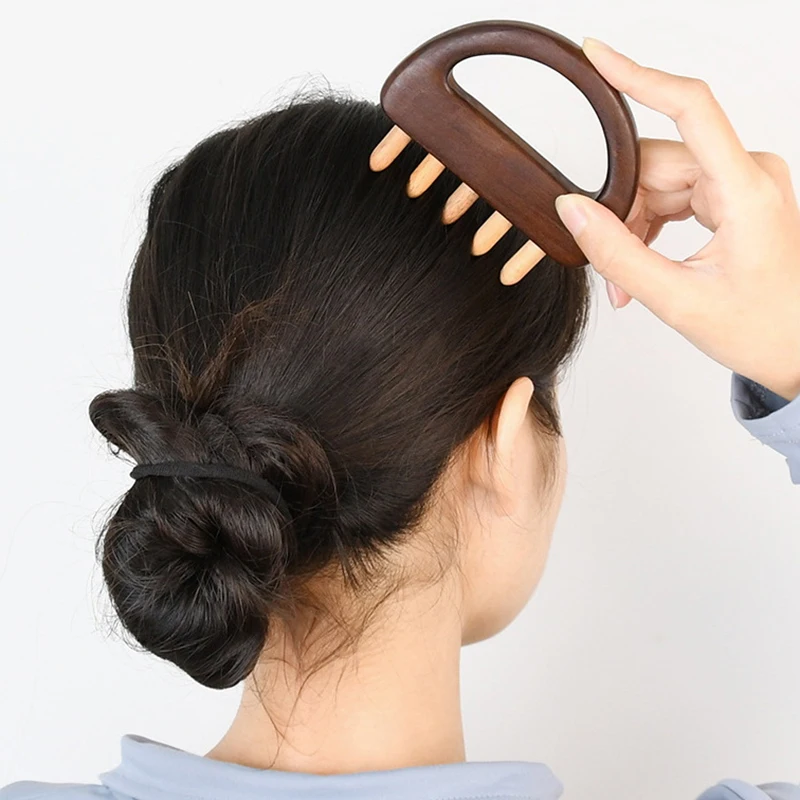 

Beech Wood Five Finger Meridian Massage Comb Wood Comb Head Scalping Body Neck Gua Sha Massage Tool Hair Health Care For Women
