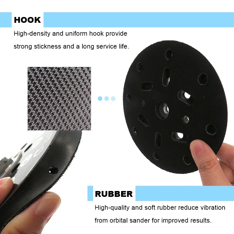 6inch 17 Holes 150mm Backup Sanding Pad 5/16-24T Thread Sanding Disc Hook & Loop Backing Plate Sander Grinding Power Tools