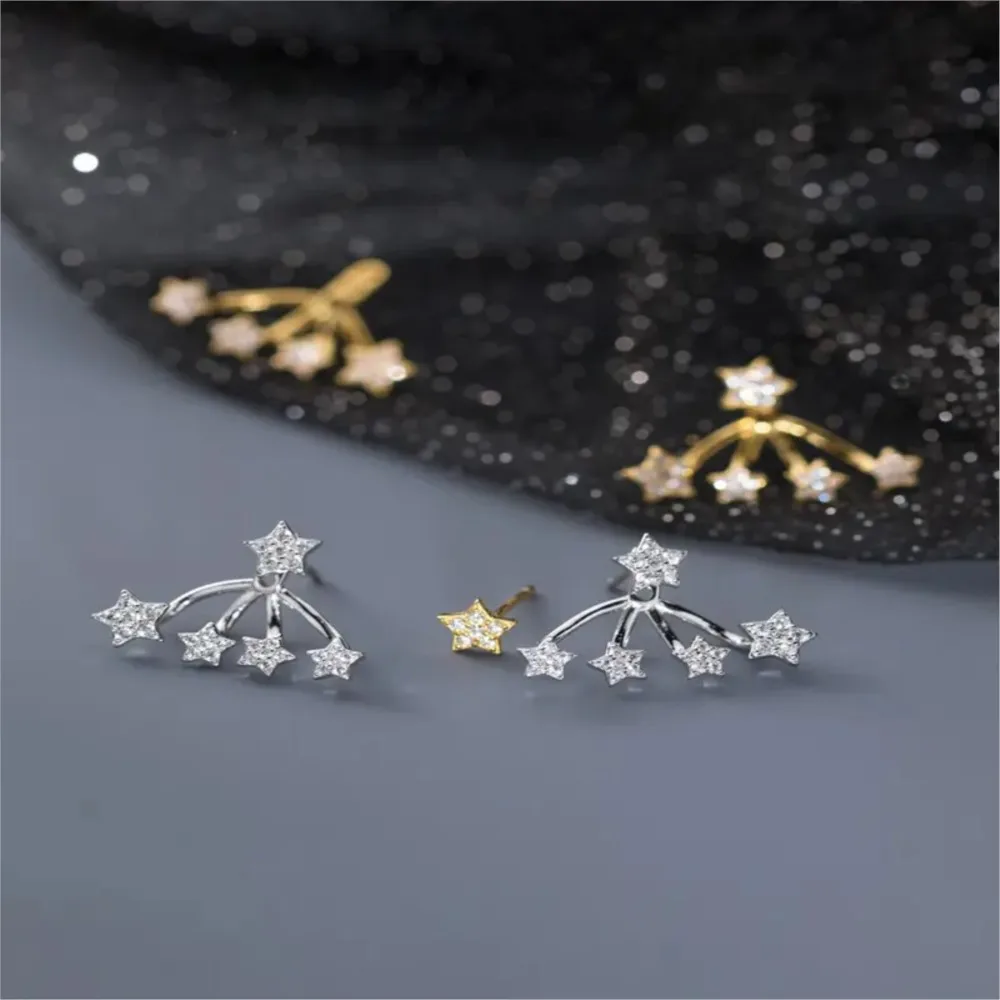 Women's White Star-Shaped Stud Earrings, Simple Fashion