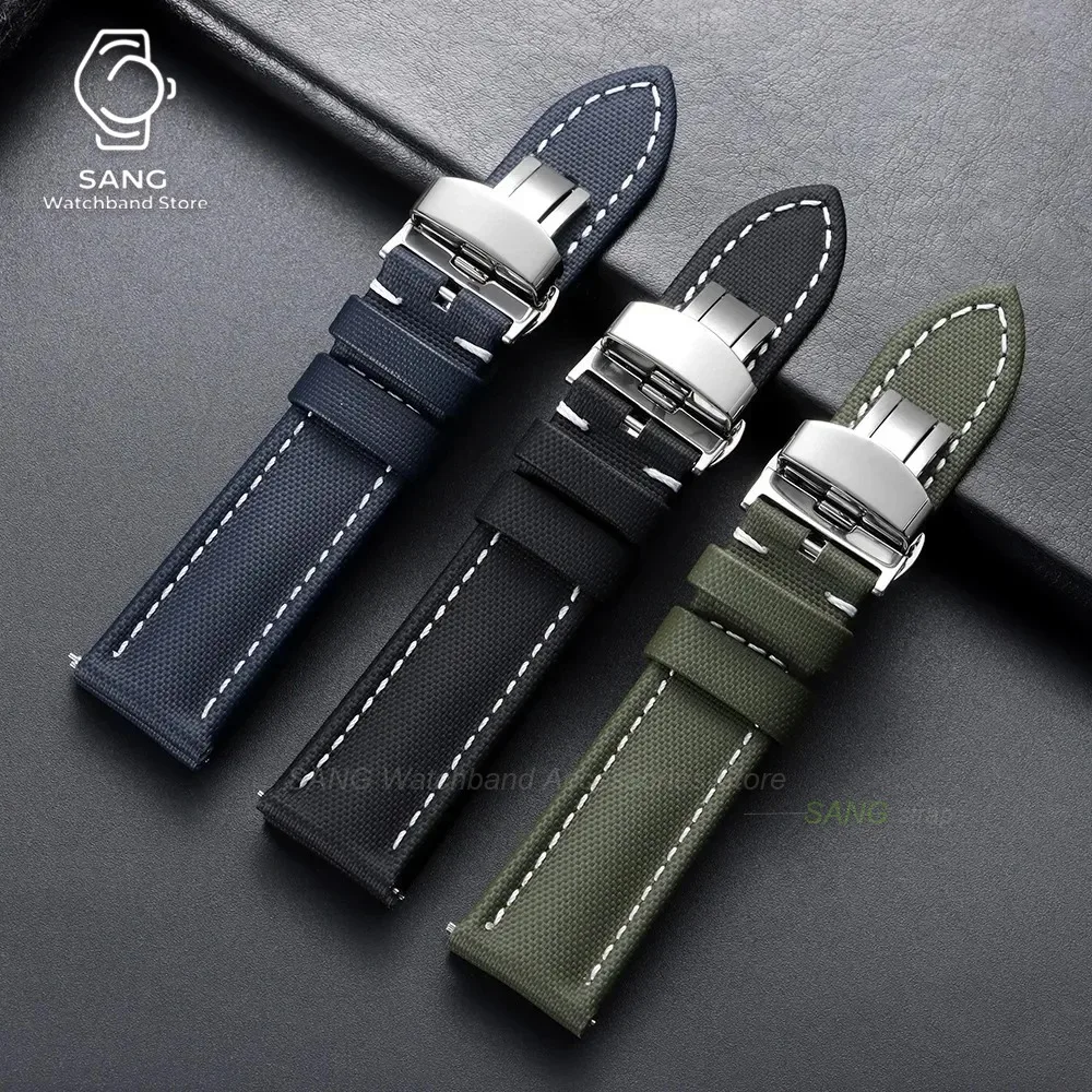 18mm 19mm 21mm 20mm 22mm Schnellverschluss-Segeltucharmband mit Butterfly-Schnalle für Herren und Damen, Wasserdichtes Canvas-Nylon-Uhrenarmband – Detail 11