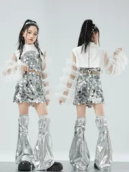 Urban Dance Mädchen Kleidung Jazz Dance Kostüme K-pop Performance Outfits Kinder Hip-Hop Kostüme Coole Mädchen Laufsteg Kleidung