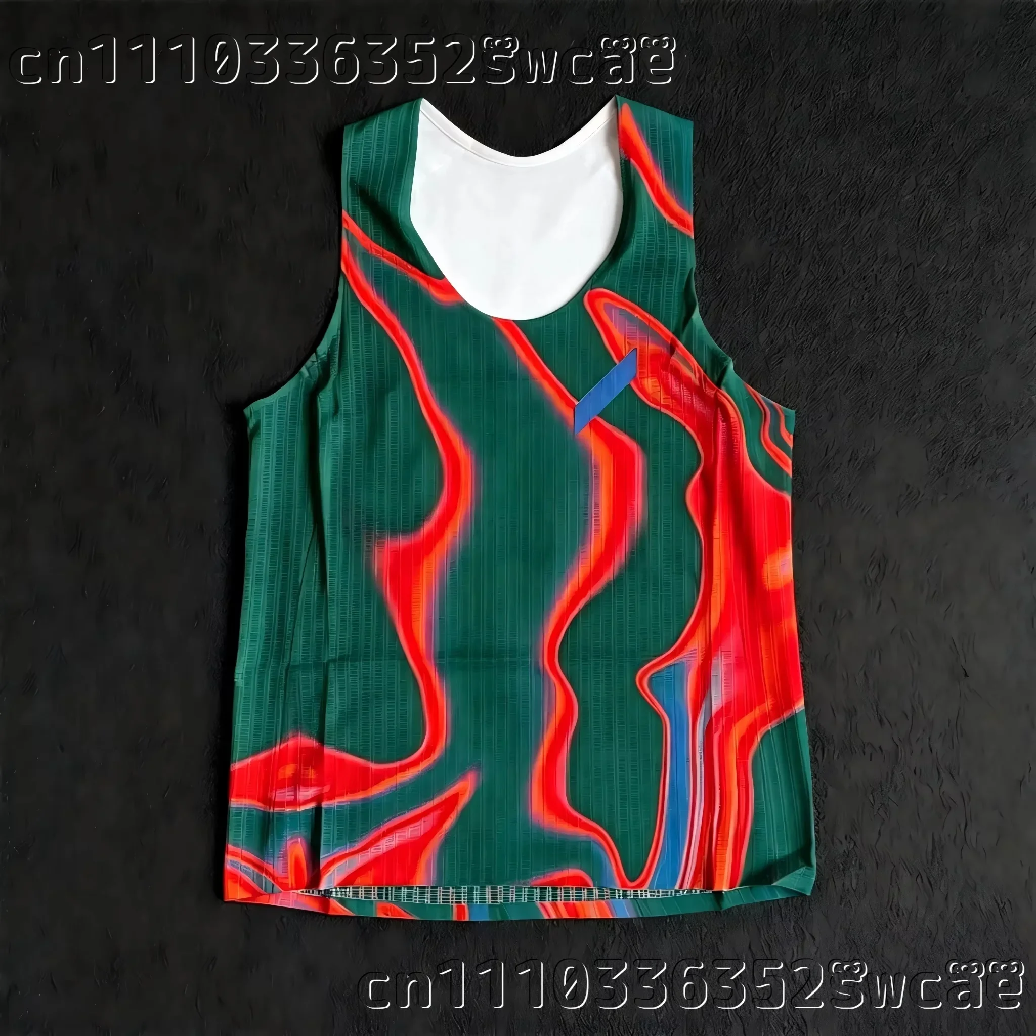 Wellenmuster-Lauf-Tanktop, atmungsaktives Mesh-Sportshirt, ärmelloses Shirt für Fitness, Marathon-Training, Familien-Set – Detail 14