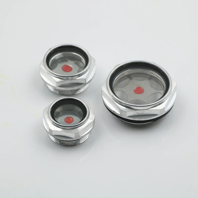 16mm-48mm Male Threaded Metal Air Compressor Oil Level Sight Glass Aluminum Alloy Oil Window